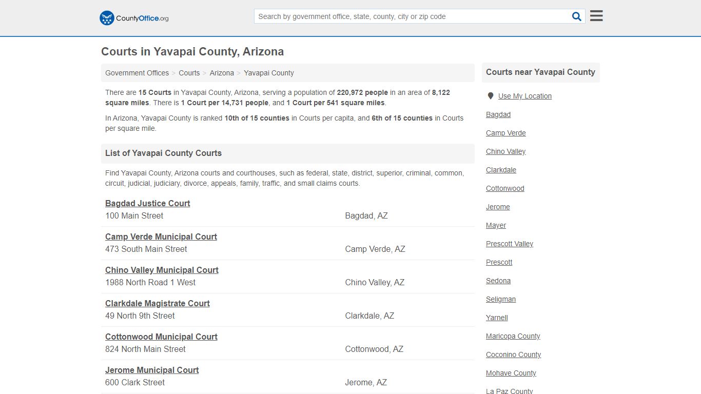 Courts - Yavapai County, AZ (Court Records & Calendars)